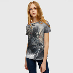 Футболка женская Дракон и самурай, цвет: 3D-принт — фото 2