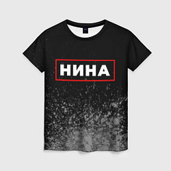 Футболка женская Нина - в красной рамке на темном, цвет: 3D-принт
