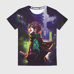 Женская футболка Клинок, рассекающий демонов - Киберпанк