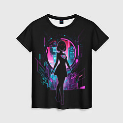Женская футболка Silhouette of a cute anime girl