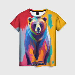 Футболка женская Медведь красочный, цвет: 3D-принт