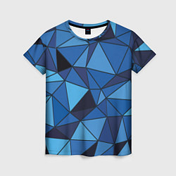 Футболка женская Синие треугольники, абстракт, цвет: 3D-принт
