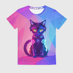 Женская футболка Кибер кошка