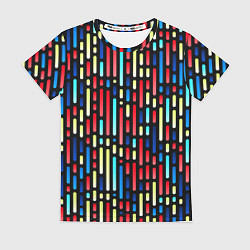 Футболка женская Неоновые полосы - авангардный паттерн, цвет: 3D-принт