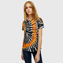 Футболка женская Tie dye - тай дай в черно белую полоску, цвет: 3D-принт — фото 2