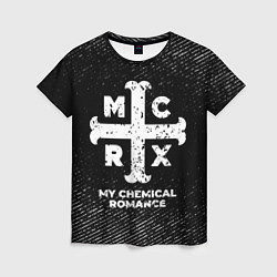 Футболка женская My Chemical Romance с потертостями на темном фоне, цвет: 3D-принт
