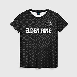 Футболка женская Elden Ring glitch на темном фоне: символ сверху, цвет: 3D-принт