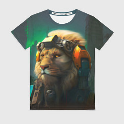 Футболка женская Лев Киберпанк, цвет: 3D-принт