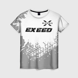 Футболка женская Exeed speed на светлом фоне со следами шин: символ, цвет: 3D-принт