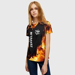Футболка женская Led Zeppelin и пылающий огонь, цвет: 3D-принт — фото 2