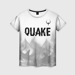 Футболка женская Quake glitch на светлом фоне: символ сверху, цвет: 3D-принт