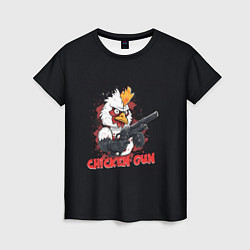 Женская футболка Chicken gun pew pew