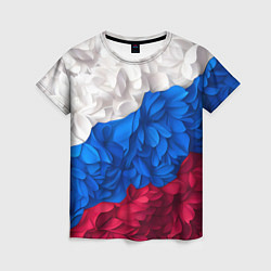 Женская футболка Флаг России из цветов
