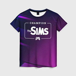 Футболка женская The Sims gaming champion: рамка с лого и джойстико, цвет: 3D-принт