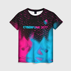 Футболка женская Cyberpunk 2077 - neon gradient: символ сверху, цвет: 3D-принт