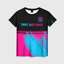 Футболка женская Three Days Grace - neon gradient: символ сверху, цвет: 3D-принт