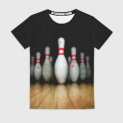 Женская футболка Боулинг - кегли на дорожке