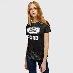 Футболка женская Ford с потертостями на темном фоне, цвет: 3D-принт — фото 2
