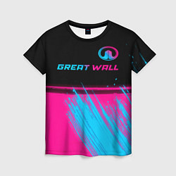 Женская футболка Great Wall - neon gradient: символ сверху