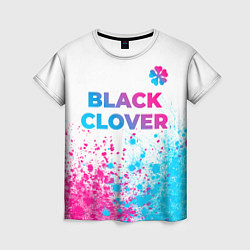 Футболка женская Black Clover neon gradient style: символ сверху, цвет: 3D-принт