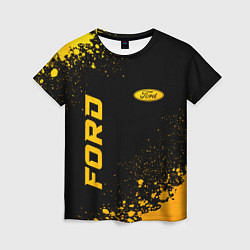 Футболка женская Ford - gold gradient: надпись, символ, цвет: 3D-принт