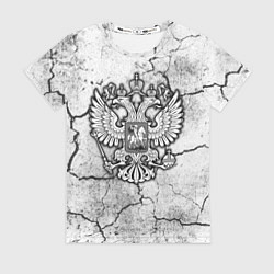 Женская футболка Герб РФ - потресканная земля