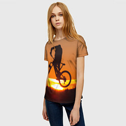 Футболка женская Велосипедист на закате, цвет: 3D-принт — фото 2