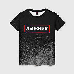 Футболка женская Лыжник - в рамке красного цвета, цвет: 3D-принт