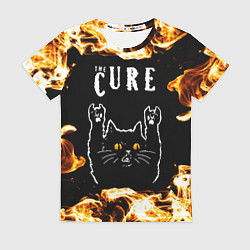Футболка женская The Cure рок кот и огонь, цвет: 3D-принт
