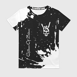Футболка женская Children of Bodom и рок символ на темном фоне, цвет: 3D-принт
