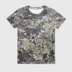 Женская футболка Текстура мха на дереве