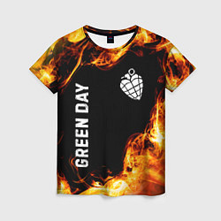 Футболка женская Green Day и пылающий огонь, цвет: 3D-принт