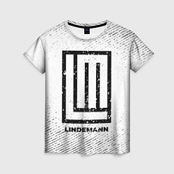 Женская футболка Lindemann с потертостями на светлом фоне