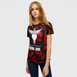 Футболка женская Bon Jovi rock glitch, цвет: 3D-принт — фото 2