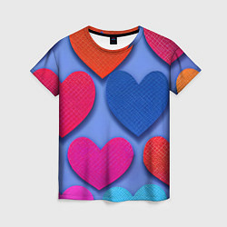 Футболка женская Паттерн сердечки, цвет: 3D-принт