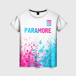 Футболка женская Paramore neon gradient style: символ сверху, цвет: 3D-принт