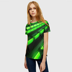Футболка женская Green neon abstract, цвет: 3D-принт — фото 2