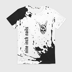 Футболка женская Nine Inch Nails и рок символ на светлом фоне, цвет: 3D-принт