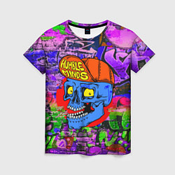 Женская футболка Humble minds - skull - graffiti