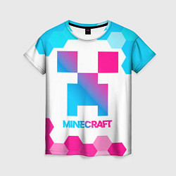 Футболка женская Minecraft neon gradient style, цвет: 3D-принт