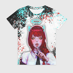 Футболка женская Макима с рожками - человек-бензопила, цвет: 3D-принт