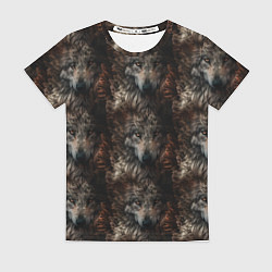 Женская футболка Волки паттерн