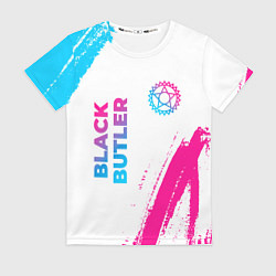 Футболка женская Black Butler neon gradient style: надпись, символ, цвет: 3D-принт