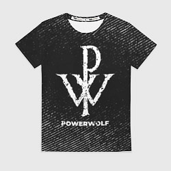 Футболка женская Powerwolf с потертостями на темном фоне, цвет: 3D-принт