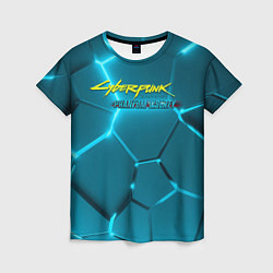 Женская футболка Cyberpunk 2077 phantom liberty blue logo