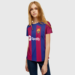 Футболка женская ФК Барселона форма 2324 домашняя, цвет: 3D-принт — фото 2