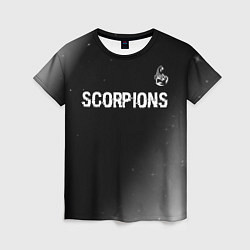 Женская футболка Scorpions glitch на темном фоне: символ сверху
