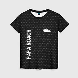 Футболка женская Papa Roach glitch на темном фоне: надпись, символ, цвет: 3D-принт