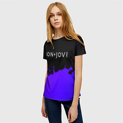 Футболка женская Bon Jovi purple grunge, цвет: 3D-принт — фото 2
