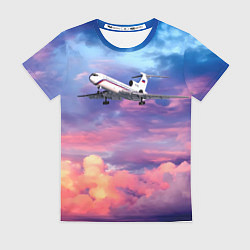 Женская футболка Ту-154Б 2 Розовый закат